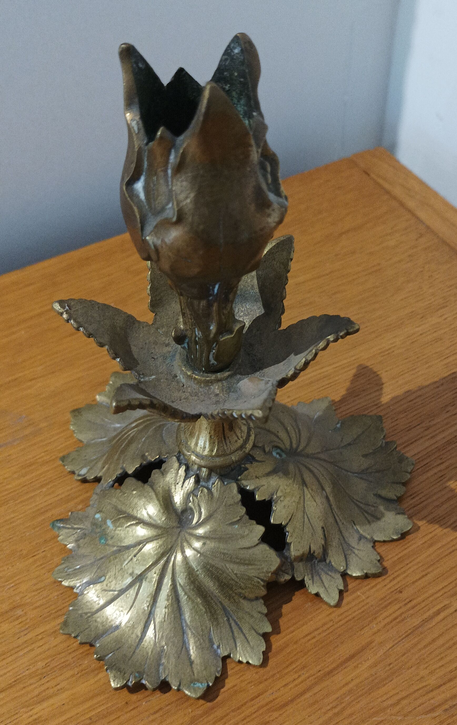 Art nouveau bronze candle holder