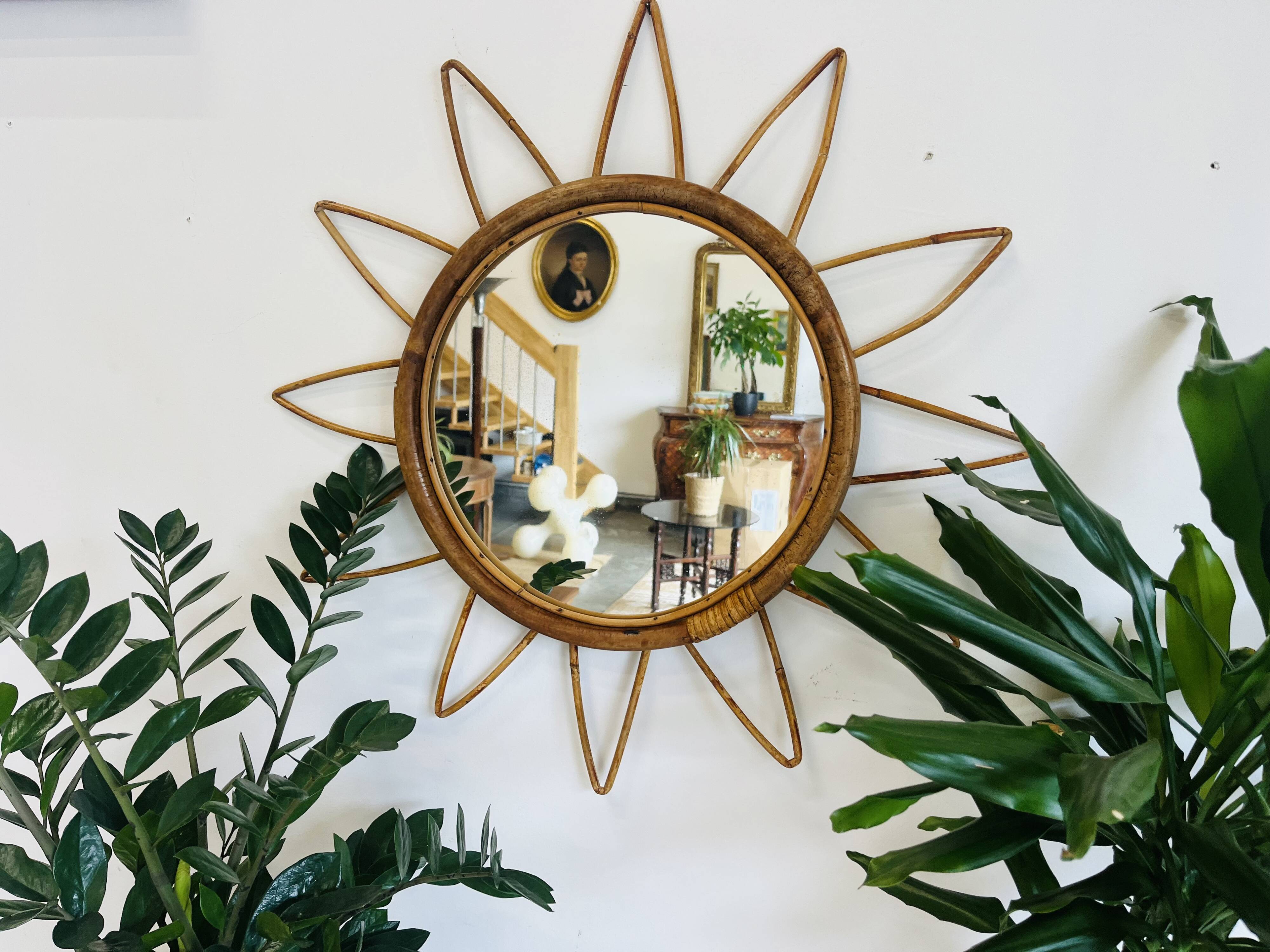 Rattan sun mirror – vintage 60s