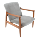 Fauteuil vintage restauré d’origine designer E. Homma, tissu gris