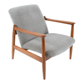 Original restored vintage armchair, designer E. Homma, grey fabric
