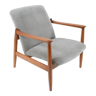 Original restored vintage armchair, designer E. Homma, grey fabric