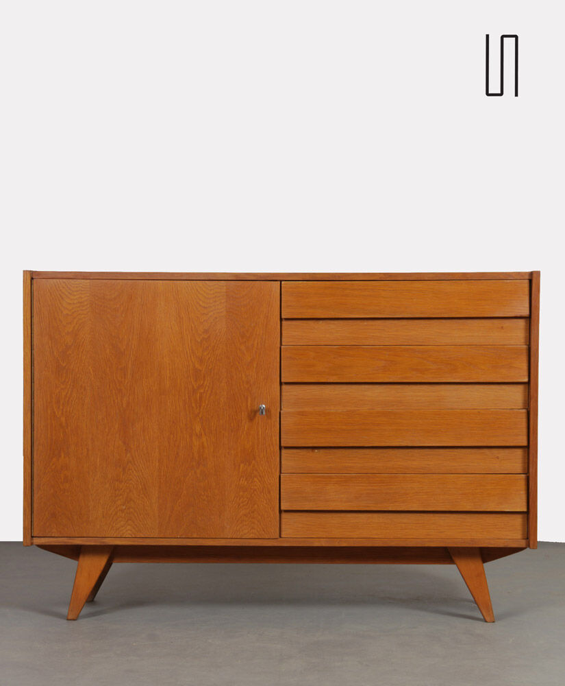 Vintage oak storage by Jiri Jiroutek, model U-458, 1960