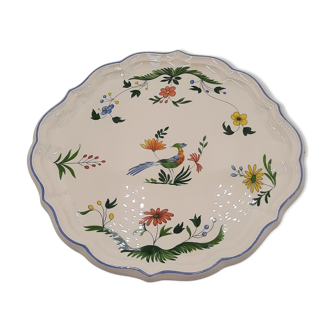 Cake dish Birds of Paradise Faience of Gien