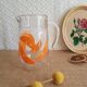Vintage orange fruit pattern glass carafe