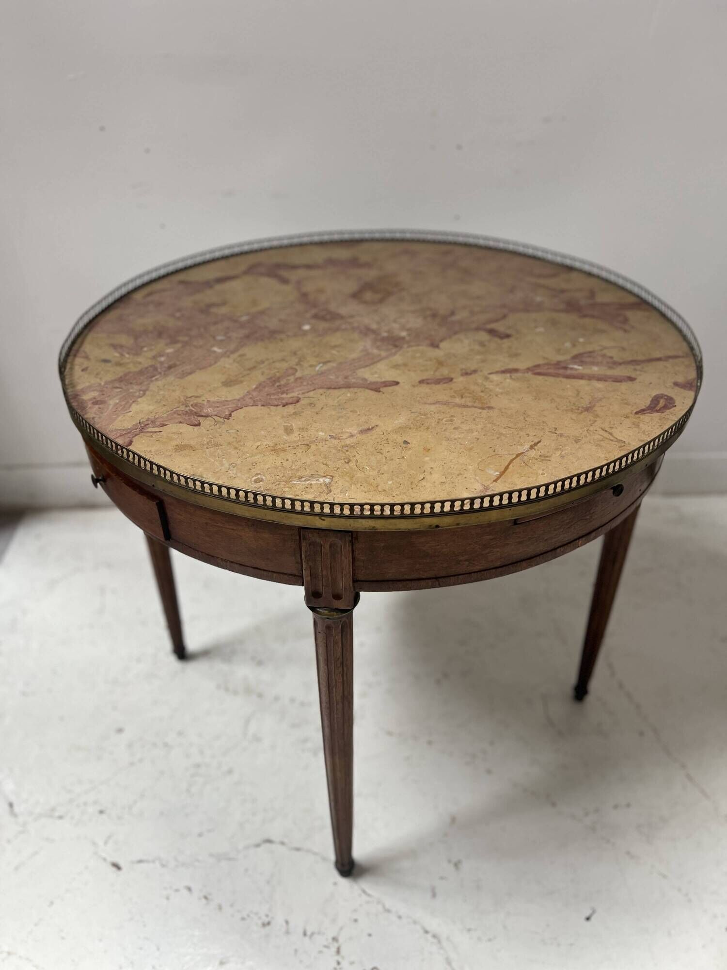 Louis XVI style bouillotte table in veneered wood, 20th century.