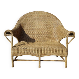 Colonial armchair in rattan and bamboo