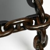 1970s XL Coffee Table Made of Nautical Iron Chain and a Thick Smoked Glass
