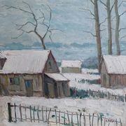 Oil on wood panel - snowscape G. Moses