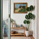 Large oil on panel of a Breton landscape 1950, antique painting signed.