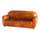 Vintage leather club sofa. Art Deco style. France, 1950s. (sofa convertible into bed)