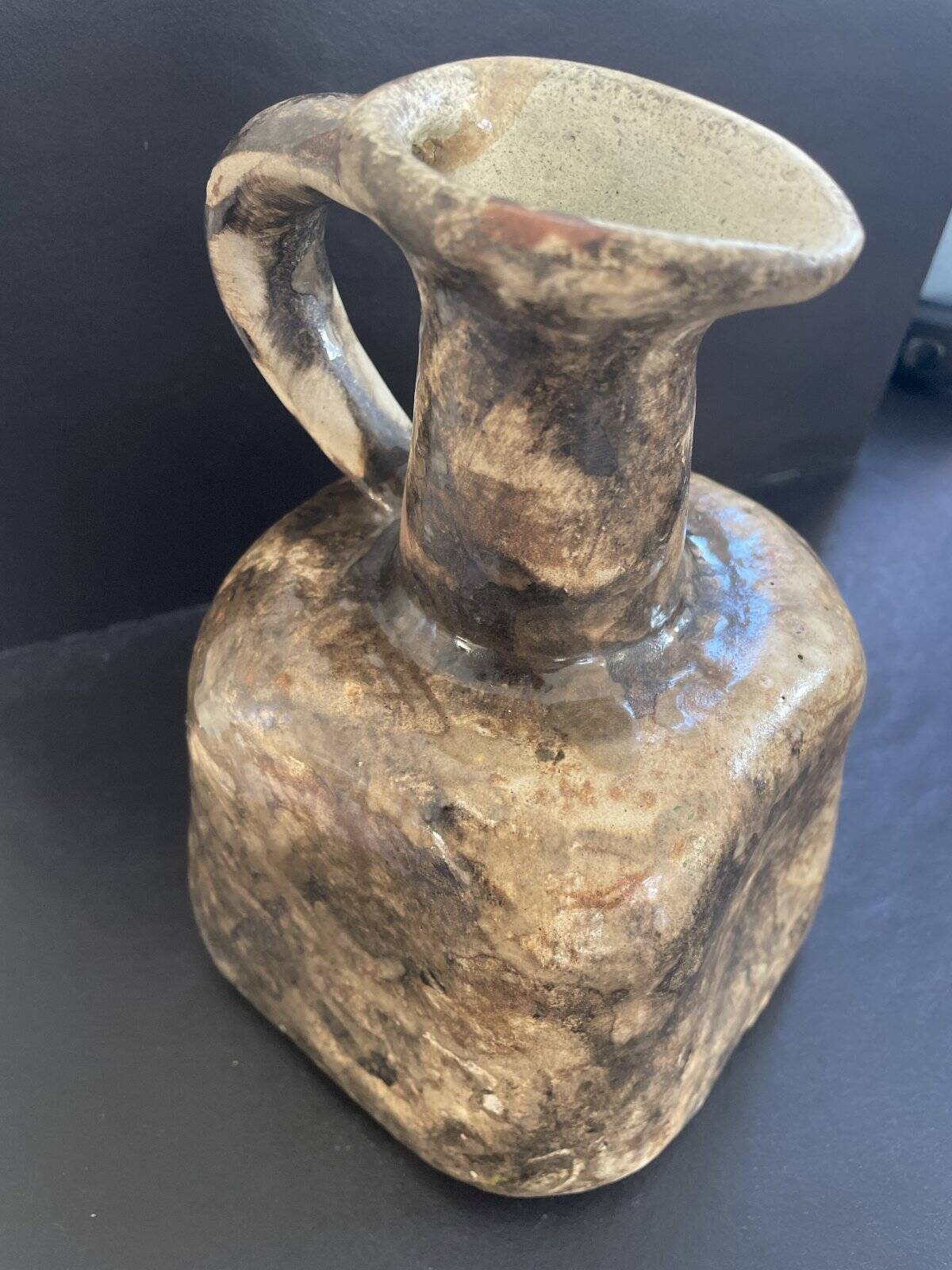 Brutalist brown terracotta pitcher vase