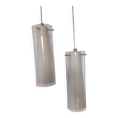 Suspensions en verre  transparent et verre opaline blanche à l intérieur