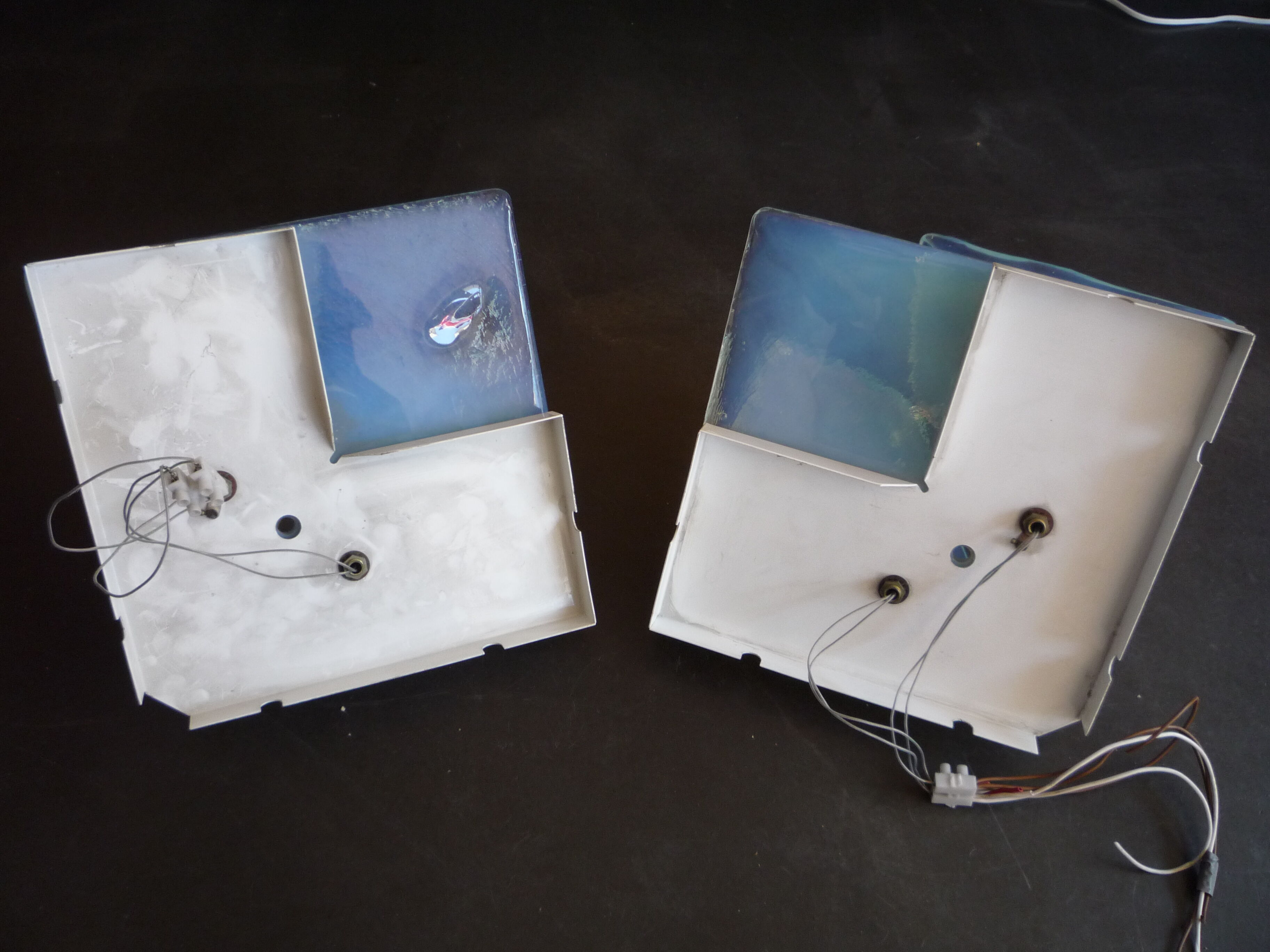 Pair of opalescent glass sconces by Carlo Nason