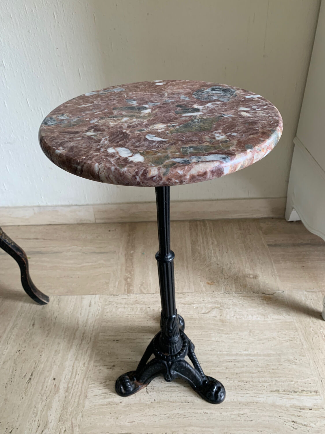 Mini bistro style pedestal table