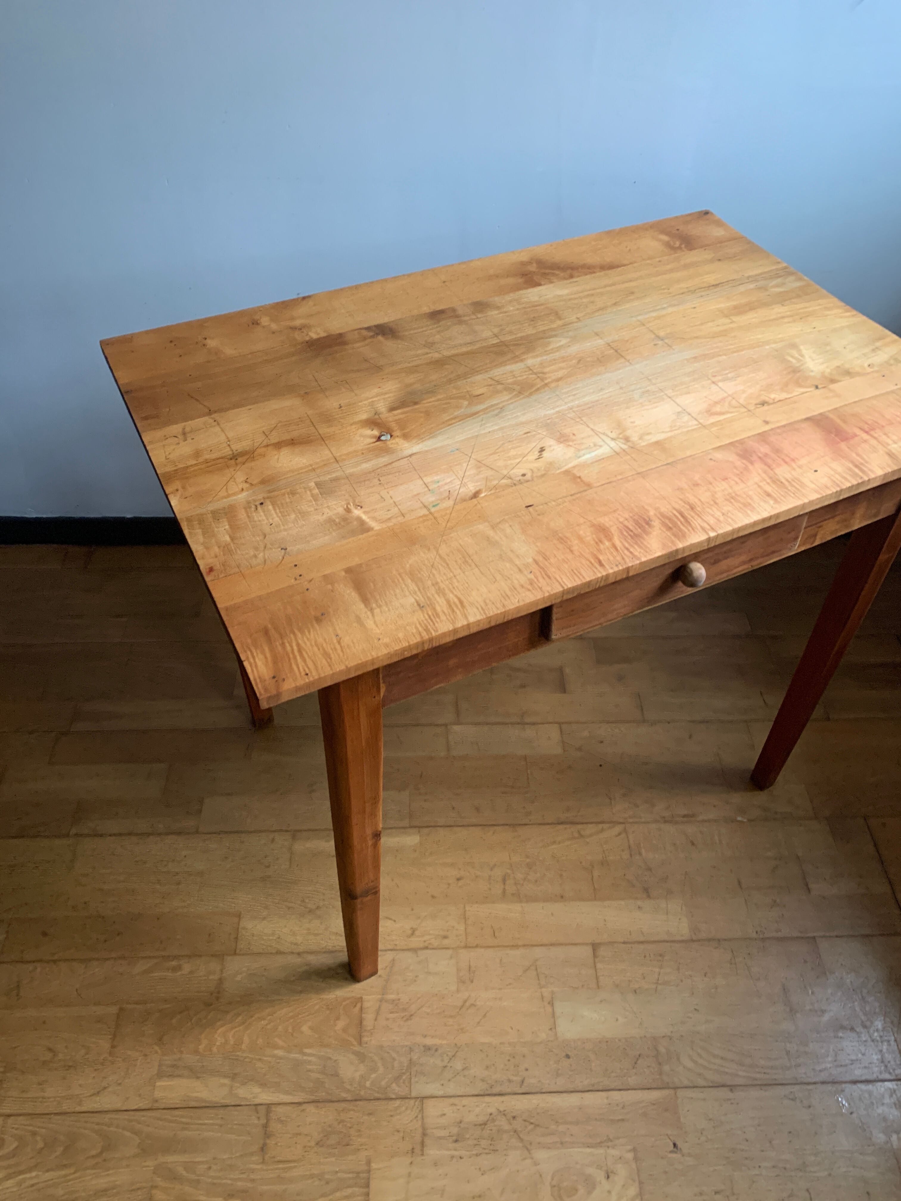 Wooden farmhouse table