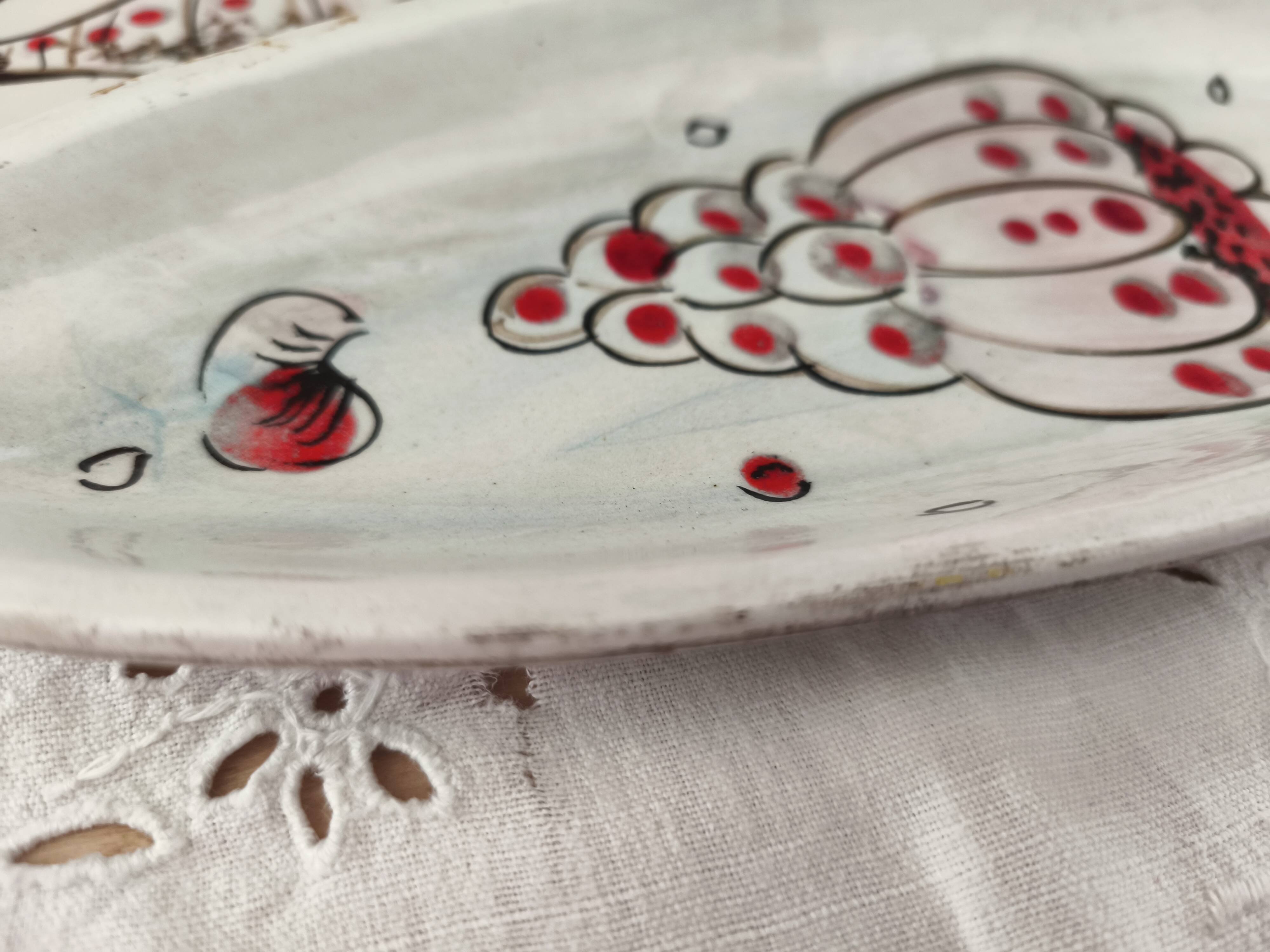 Vintage 4-compartment dish with seafood decor