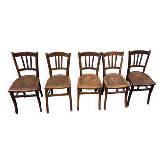 5 chaises de bistrot assise décorée