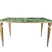 Coffee table in gilded bronze and green Alpine marble