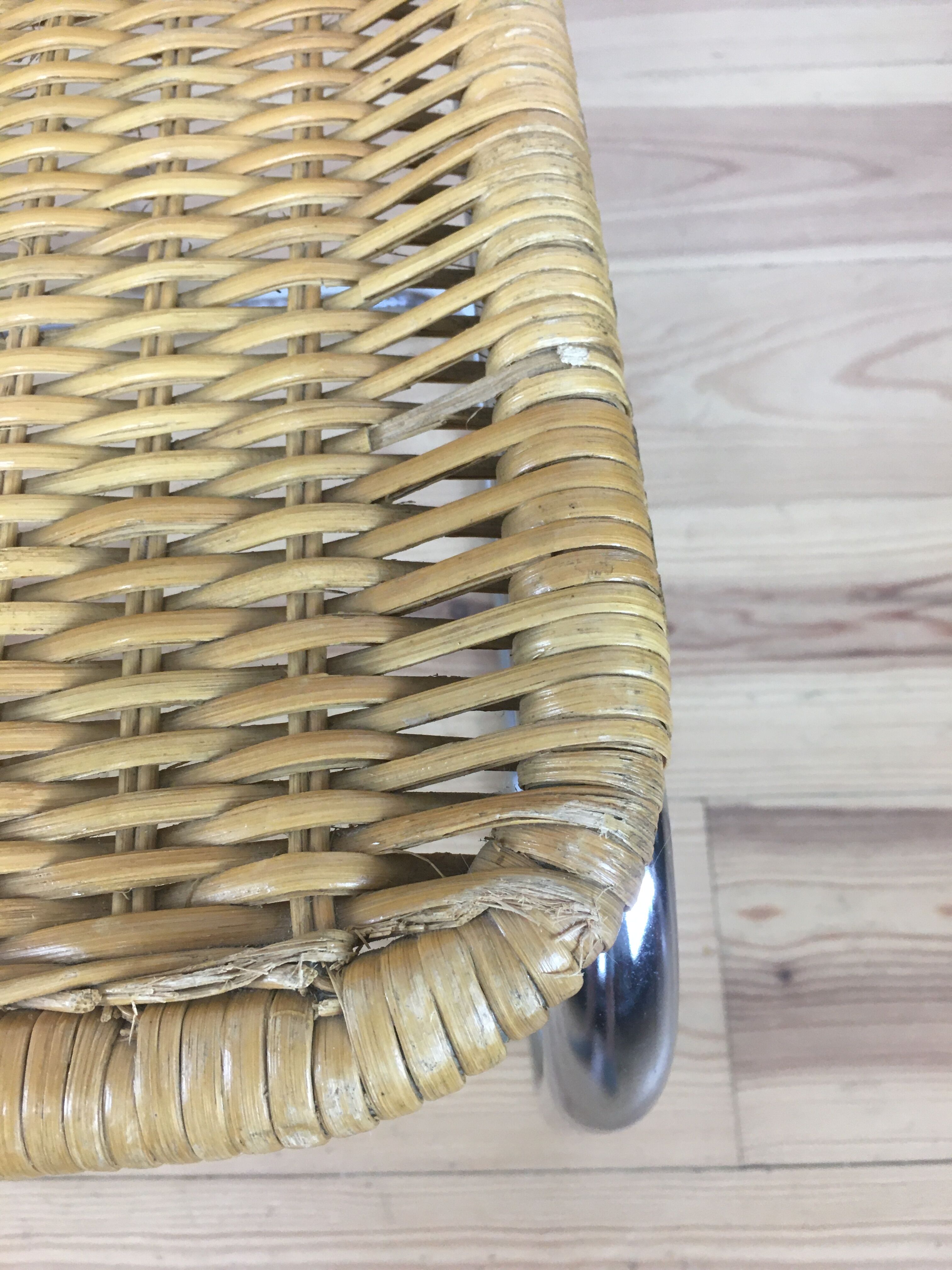 Vintage cantilever chairs in chrome and rattan