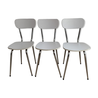 Lot of 3 vintage white kitchen chairs