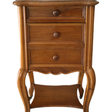 Table de chevet style Régence en noyer et marbre