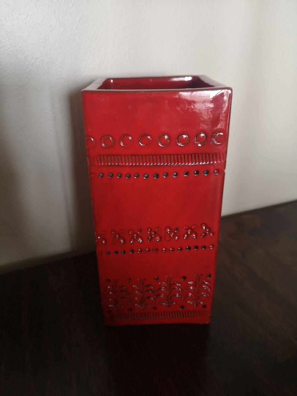 Red glazed ceramic vase - Aldo Londi for Bitossi - 1960s
