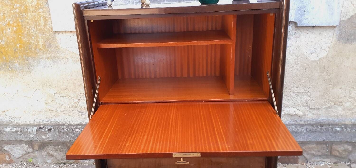 Vintage 60s mahogany secretary from Mobilor