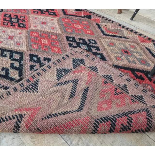 1960s Vintage Turkish Hand-Knotted Retro Runner 87x311