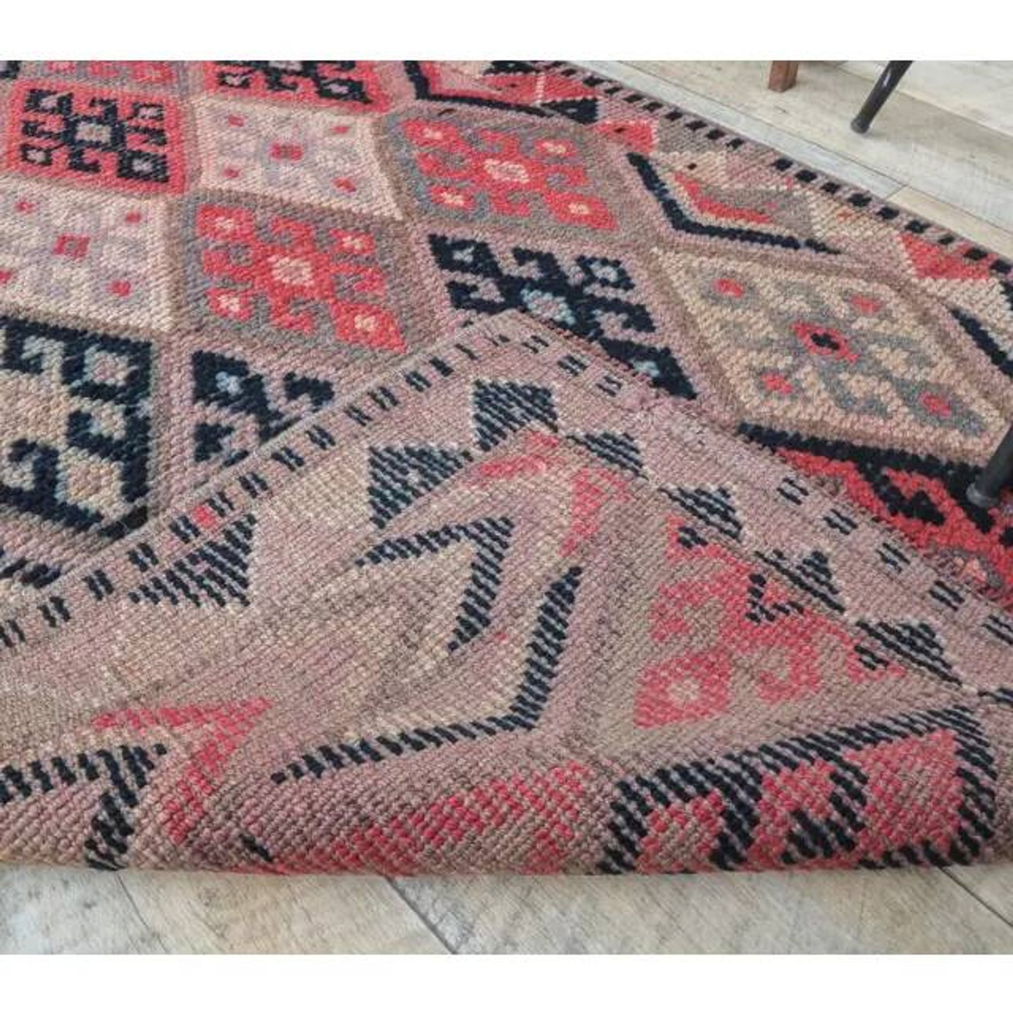 1960s Vintage Turkish Hand-Knotted Retro Runner 87x311