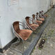 6 vintage chrome and suede design chairs