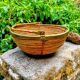 Large rattan basket brass Gabriella Crespi 1960s