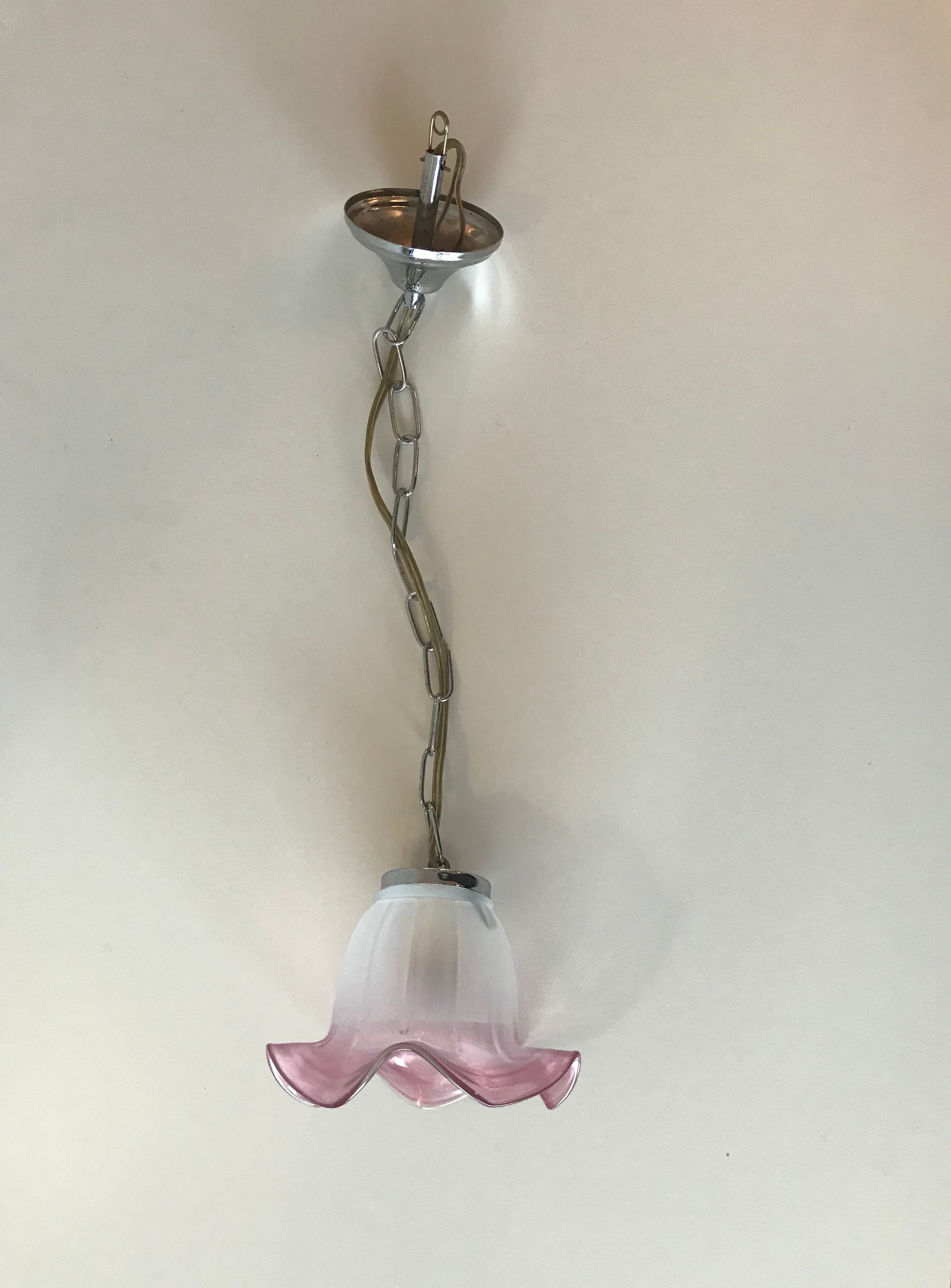 Luminaire vintage en verre fleurs