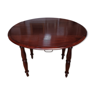 Old-pane-top round table in mahogany