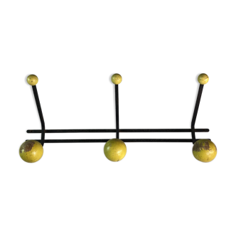 Vintage hook balls, metal and wood