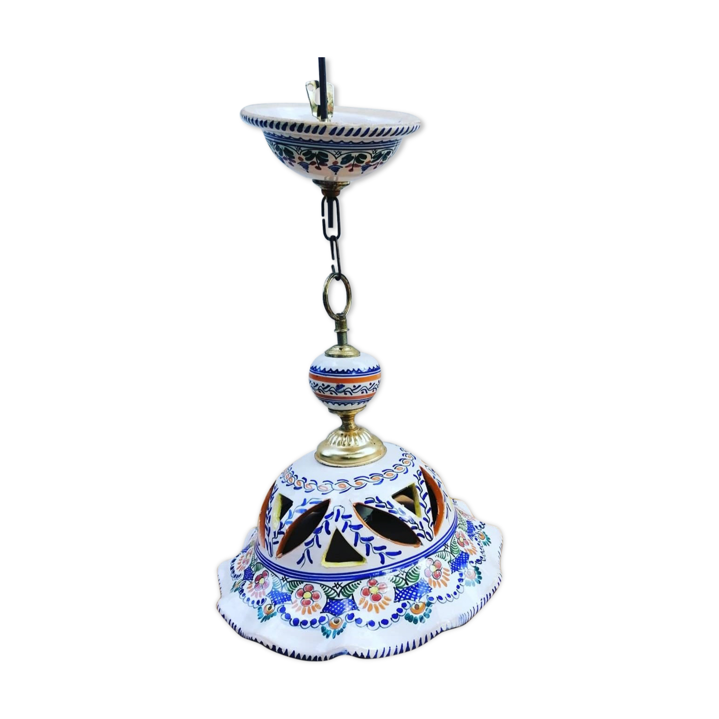 Vintage hand-painted earthenware suspension
