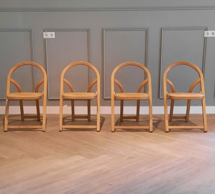 Suite of 4 Arca folding chairs by Gigi Sabadin for Crassevig 1970s
