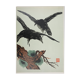 Mokuchu Urushibara: Japanese print, The Flight of the Crows (green), signed woodblock print.