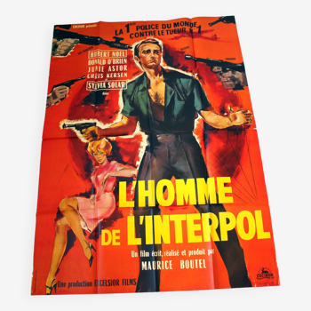 Original police cinema poster "The Interpol Man" 1966 Hubert Noel Sylvia Solar 120x160 cm