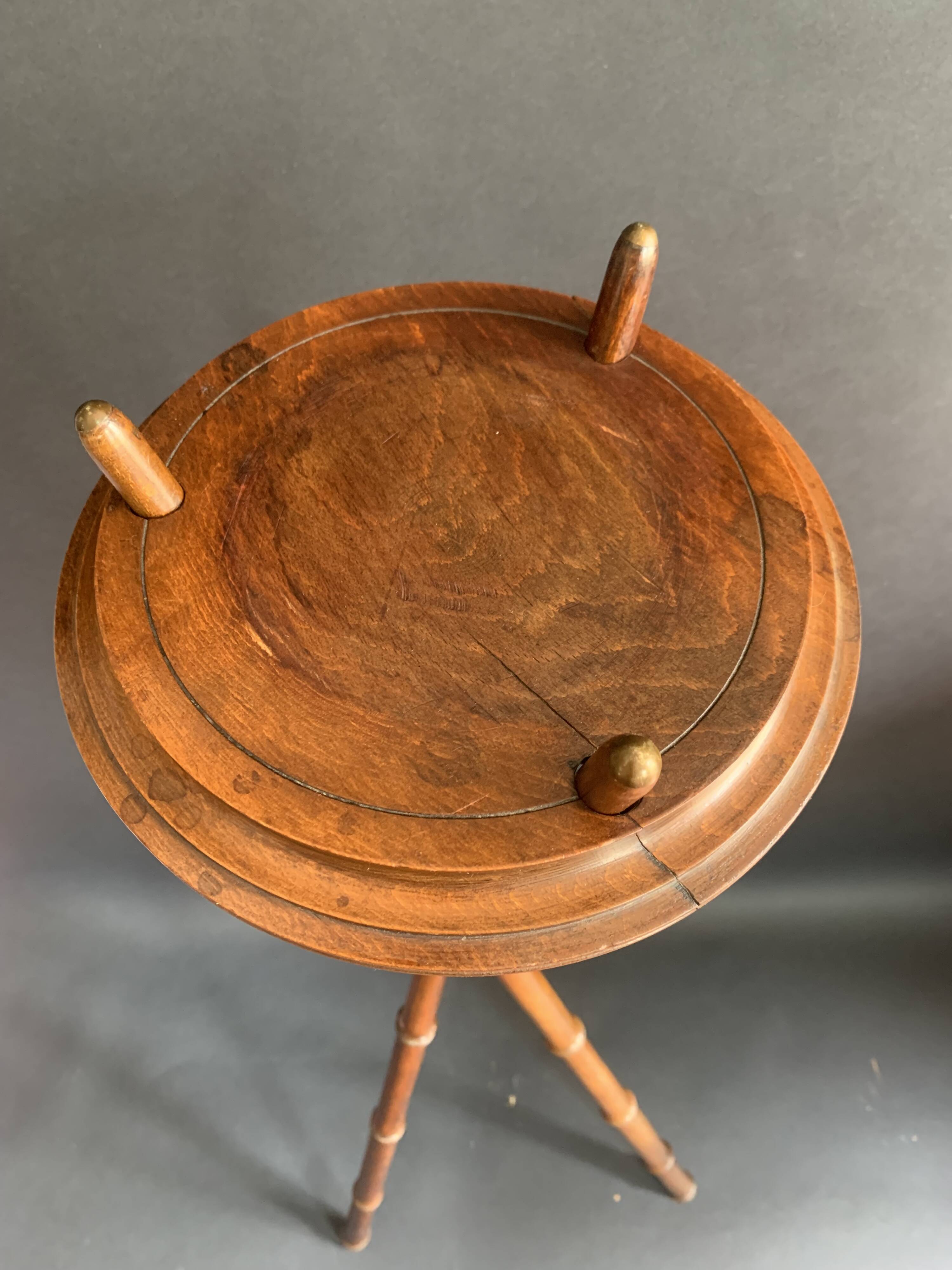 Napoleon III tripod plant stand in bamboo-style wood