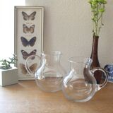 Pair of Orangeade pitcher in blown glass