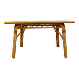 Vintage dining table in rattan and ceramic from Vallauris from the 50s and 60s