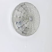 Peill & Putzer Large Round Op Art Glass Sconce, Wall Lamp, Flush Mount, Germany, 1970s