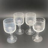 Chiseled crystal aperitif glasses with flower pattern