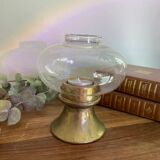 Glass and brass candle holder