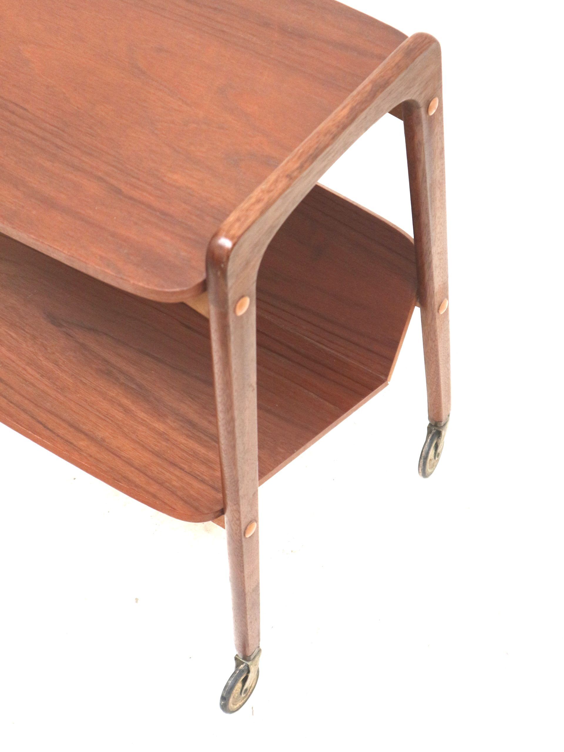 Vintage teak serving trolley/side table with magazine rack, Opal, 1960s