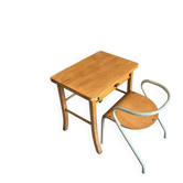Bureau enfant Baumann en bois et chaise Hitier vintage