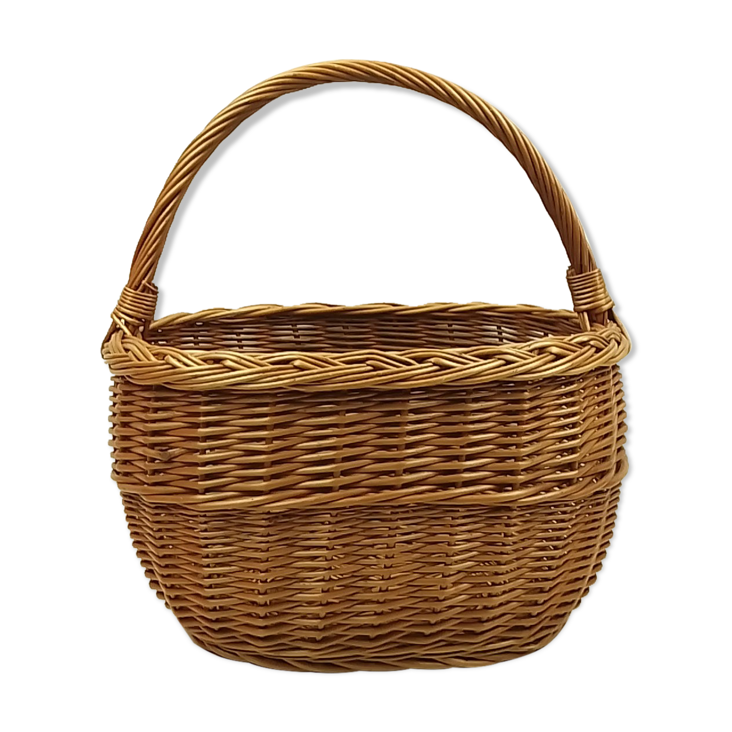 Wicker shopping basket one handle