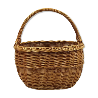 Wicker shopping basket one handle