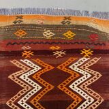 Vintage Turkish Mini Kilim 93x43 cm Wool Small Kelim Runner, shabby Chic