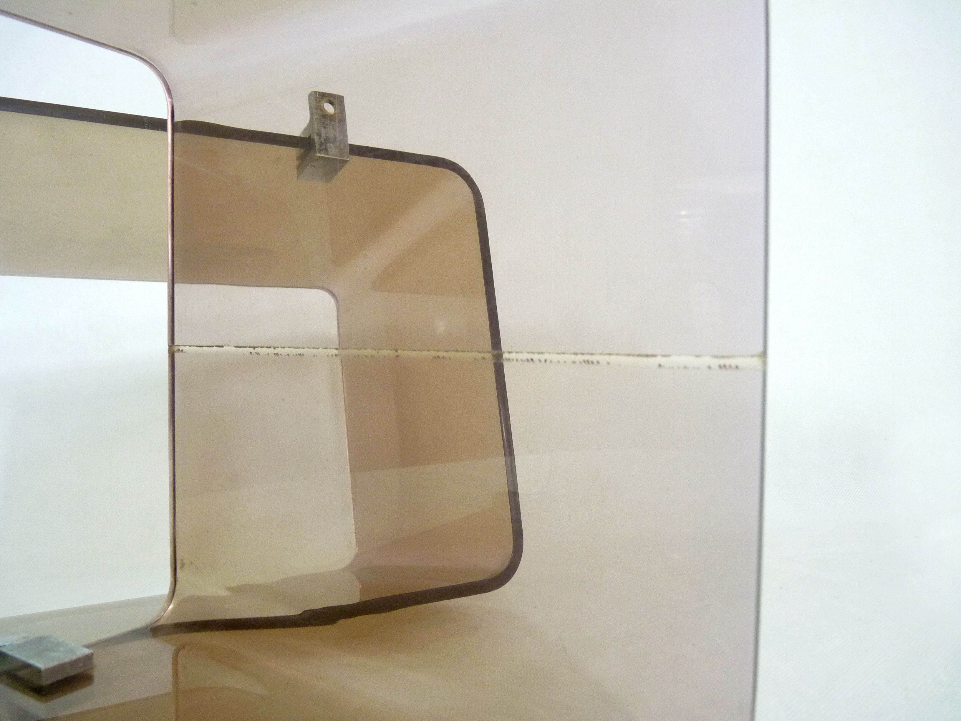 Lot of 2 Space Age wall shelves in smoked plexiglass 1970